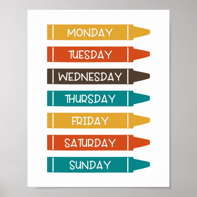 Póster Días de la semana Nursery Wall Art (Frente)