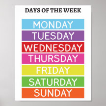 Días de la semana poster educativo