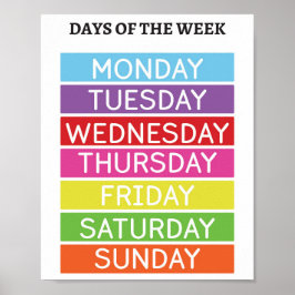 Póster Días de la semana poster educativo