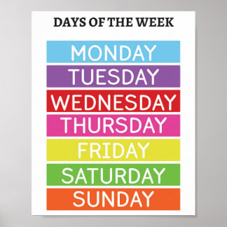 Póster Días de la semana poster educativo