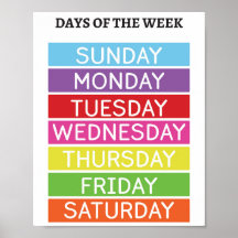 Días de la semana poster educativo