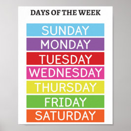 Póster Días de la semana poster educativo