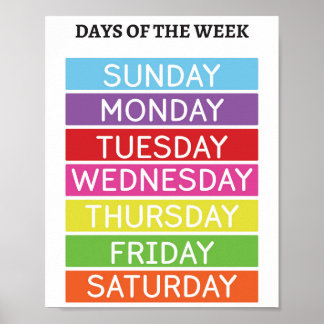 Póster Días de la semana poster educativo