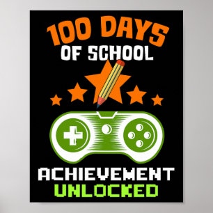 Póster Días De Logro Escolar Desbloqueados Video Gamer
