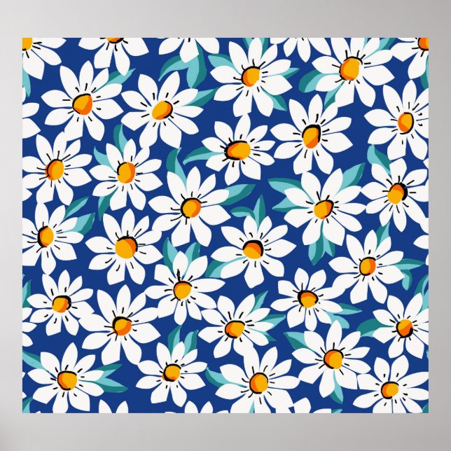 Póster Días de primavera: estampado floral de moda. (Frente)