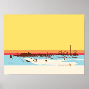 Póster Días de surf - Isla Galveston, Pleasure Pier