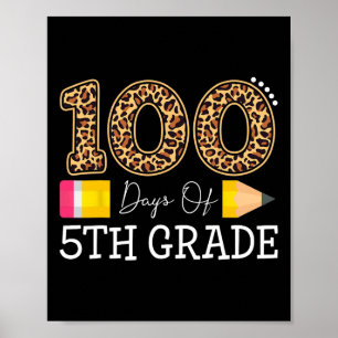 Póster Días del Leopardo de quinto grado Feliz 100° Día d
