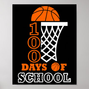 Póster Días Escolares De Niños Basketball 100° Día De La
