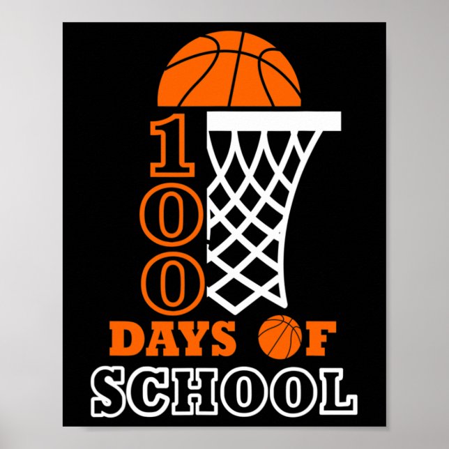 Póster Días Escolares De Niños Basketball 100° Día De La  (Frente)