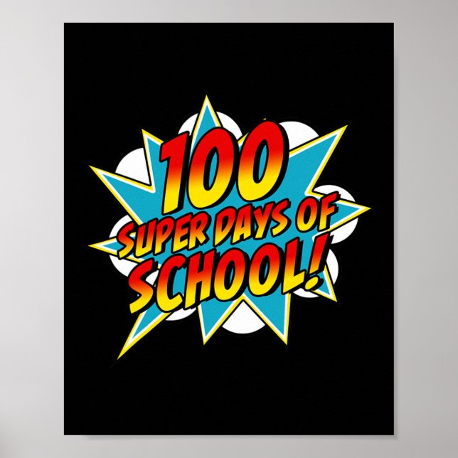 Póster Días escolares Felices 100 días escolares Superhér (Frente)
