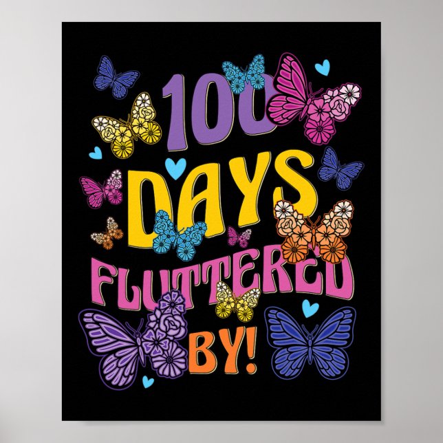 Póster Días Fluidos Por - 100° Día De Mariposa Escolar (Frente)