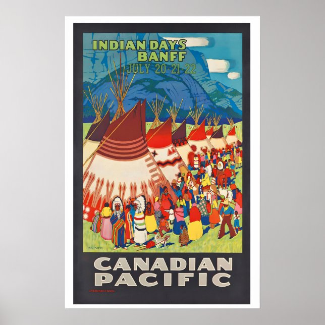 Póster Días Indios del Pacífico Canadiense Banff Alberta  (Frente)
