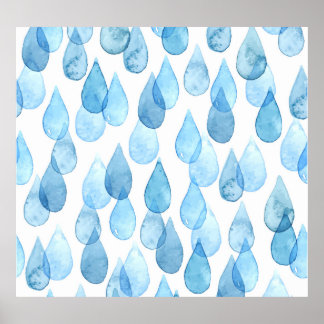 Póster Días lluviosos: Vintage de patrón acuarela