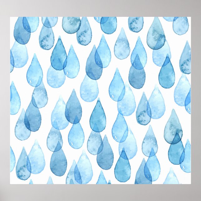 Póster Días lluviosos: Vintage de patrón acuarela (Frente)