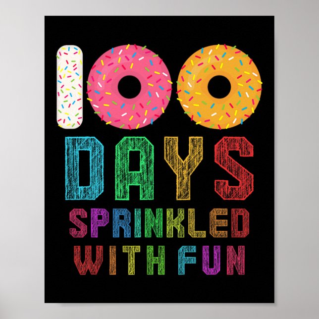 Póster Días salpicados con divertidos 100 días de clases (Frente)