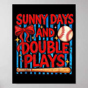 Póster Días Soleados y Dobles Jugadas Juego de Béisbol So