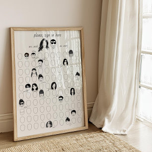 Póster Dibujar tu libro de invitados Boda alternativo de 