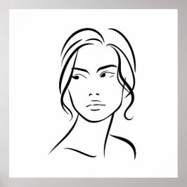 Póster Dibujo 4 de una línea de la mujer