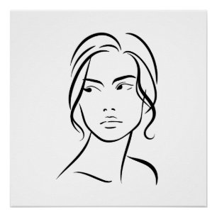 Póster Dibujo 4 de una línea de la mujer