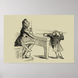 Póster Dibujo a lápiz de dos hombres jugando pool