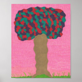 Póster Dibujo abstracto de árbol colorido