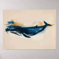 Dibujo abstracto de ballena azul pequeño