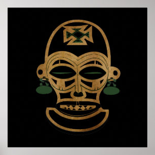 Póster Dibujo abstracto de tatuaje facial tribal africano
