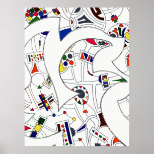 Póster Dibujo abstracto grande de la tinta