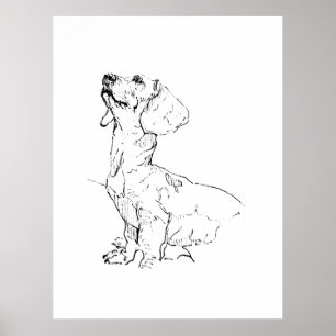 Póster Dibujo adorable de Dachshund, padre de perro