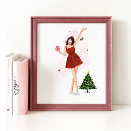 Póster Dibujo adorable de Feliz Navidad