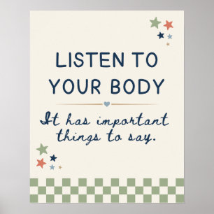 Póster Dibujo Adorable Escucha a Tu Cuerpo Enfermera Esco