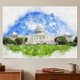 Póster Dibujo al pastel del Capitolio de los Estados Unid