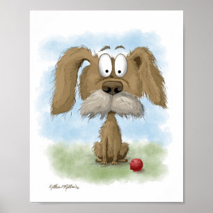 Póster Dibujo animado adorable de perro desaliñado con pe
