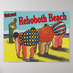 Póster Dibujo animado agradable de la playa de Rehoboth