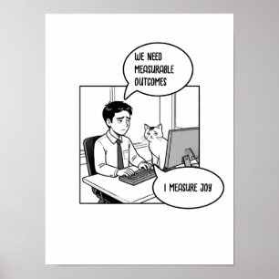 Póster Dibujo Animado Corporativo Humor Oficina Gato Dive