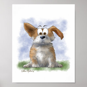 Póster Dibujo animado de Corgi adorable