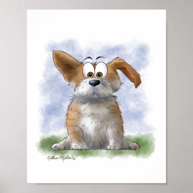 Póster Dibujo animado de Corgi adorable (Frente)