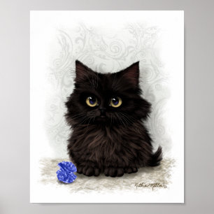 Póster Dibujo animado de gatito negro