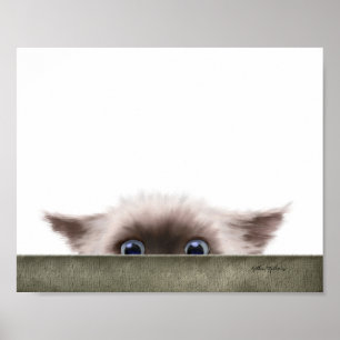 Póster Dibujo animado de gatito siamés acechándote