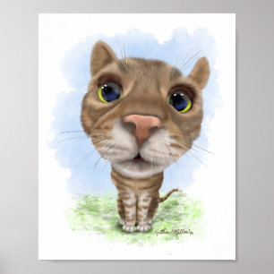 Póster Dibujo animado de gato atigrado divertido