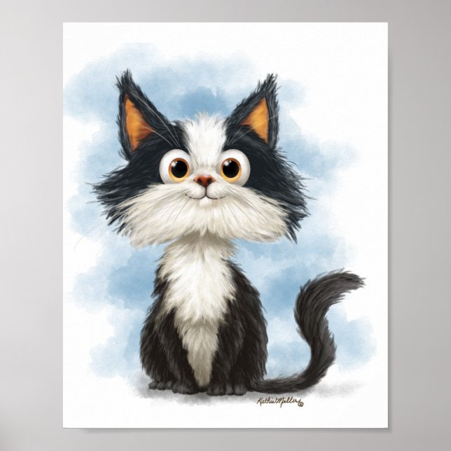 Póster Dibujo animado de gato esmoquin lindo (Frente)