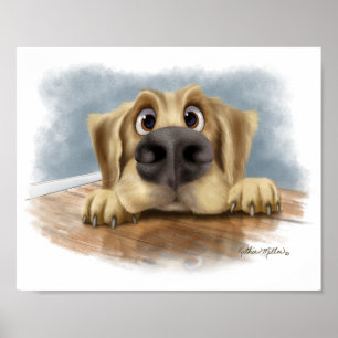 Póster Dibujo animado de Golden Retriever lindo