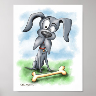 Póster Dibujo animado de Gran Danés extravagante