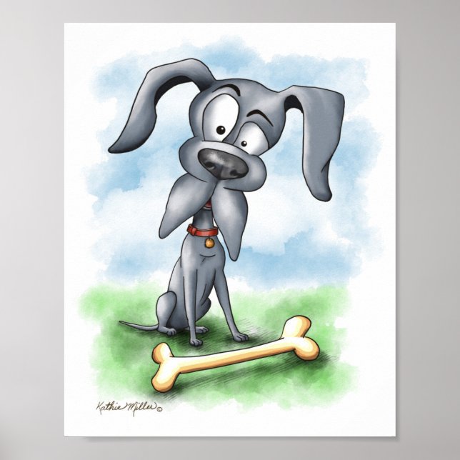 Póster Dibujo animado de Gran Danés extravagante (Frente)