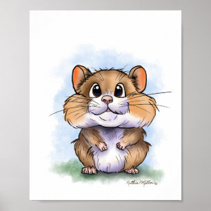Póster Dibujo animado de hámster lindo y esponjoso