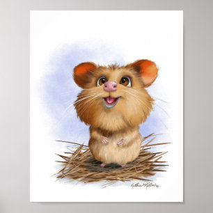 Póster Dibujo animado de hámster lindo y esponjoso