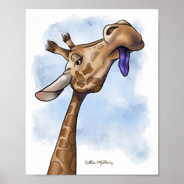 Póster Dibujo animado de jirafa condescendiente (Frente)
