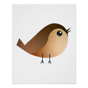 Póster Dibujo animado de pájaro gorrión