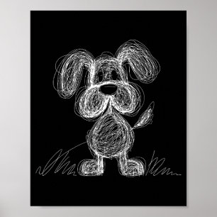 Póster Dibujo animado de perro cachorro garabato lindo es