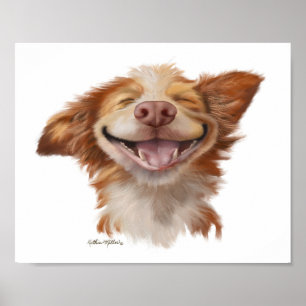 Póster Dibujo animado de perro con gran sonrisa divertida